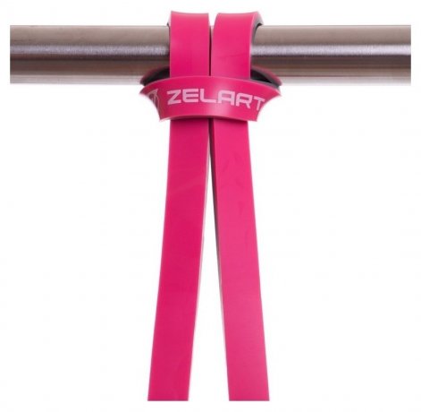 Резина для подтягиваний двухслойная Zelart FI-0911-2 DUAL (2080x13x4,5мм, жесткость XXS), розовая 3516741