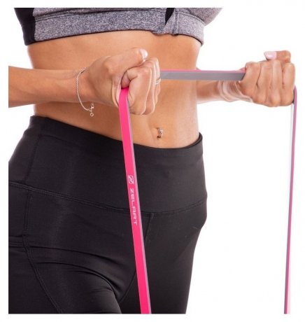 Резина для подтягиваний двухслойная Zelart FI-0911-2 DUAL (2080x13x4,5мм, жесткость XXS), розовая 3516741