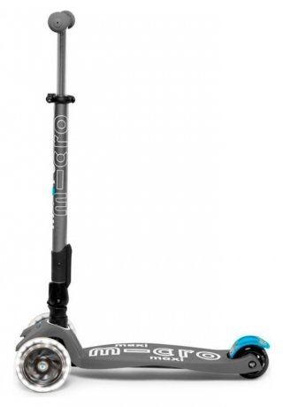 Самокат MICRO серии "Maxi Deluxe LED" – ВУЛКАНИЧЕСКИЙ СЕРЫЙ (сложный, до 50 kg, 3-х колесный, свет) MMD094