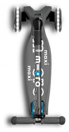 Самокат MICRO серии "Maxi Deluxe LED" – ВУЛКАНИЧЕСКИЙ СЕРЫЙ (сложный, до 50 kg, 3-х колесный, свет) MMD094