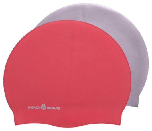 Шапочка для плавания двусторонняя MadWave Reverse CHAMPION M055001 (силикон), розово-серая 7758961